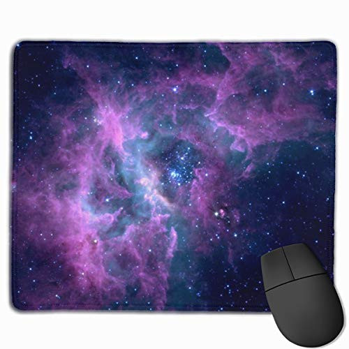 Mouse Pad with Stitched Edge  Purple Galaxy Mouse Mat  Non Slip Rubber Base Mousepad for Laptop  Computer   Pc