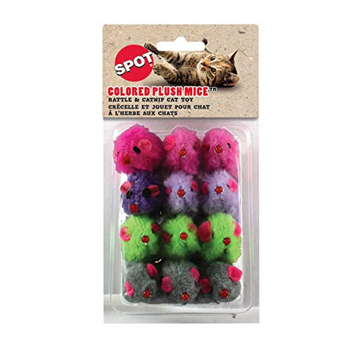 Ethical Colored Plush Mice with Catnip Cat Toy  12 Pack