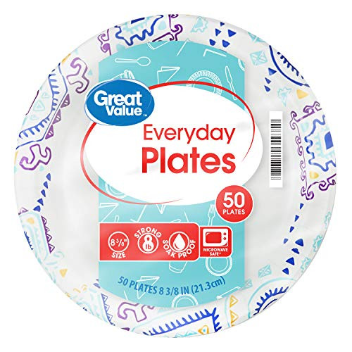 Great Value 8 1 2  Everyday Paper Plates  50 ct  Strong  Heavy Duty  Soak Proof