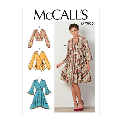 McCall s Patterns McCall s Women s Pleated Crop Top  Blouse  and Dress Sewing  Sizes 14 22 Patterns