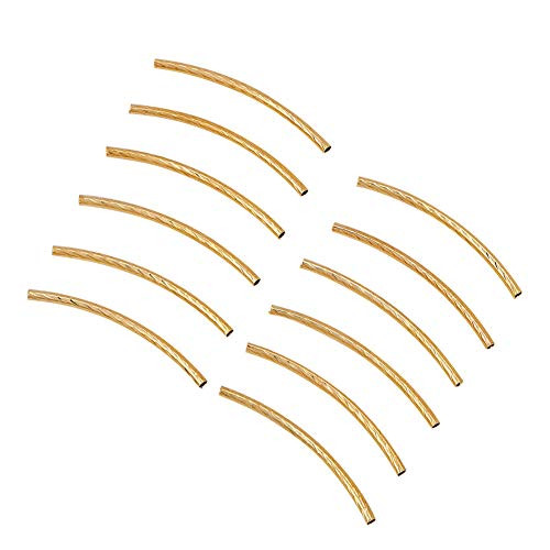 PH PandaHall 200pcs 35mm Curved Noodle Tube Spacer Beads Golden Sleek Twist Curved Long Tube Beads for DIY Jewelry Making  1mm Hole