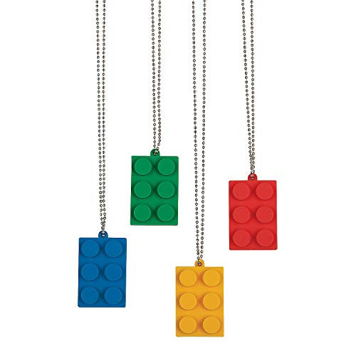Fun Express Brick Party Dog Tag Necklace for Birthday   Jewelry   Necklaces   Dog Tag Necklaces   Birthday   12 Pieces