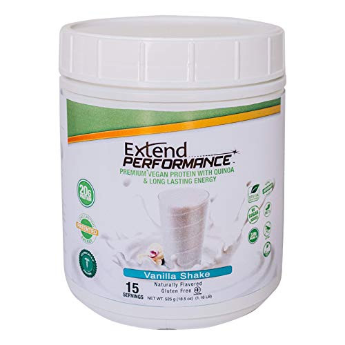 Extend Performance Vegan Protein with Quinoa and Long Lasting Energy  Vanilla Shake  15 Servings   18 5 Ounce