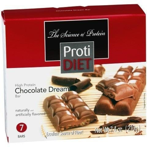 ProtiDiet   High Protein Diet Bar   Chocolate Dream   Low Calorie  Low Carb  Aspartame Free   7 Box