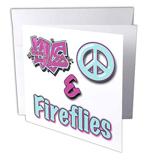 3dRose Love Peace   Fireflies In Blue   Purple Greeting Cards  6  x 6   Set of 6  gc 122713 1