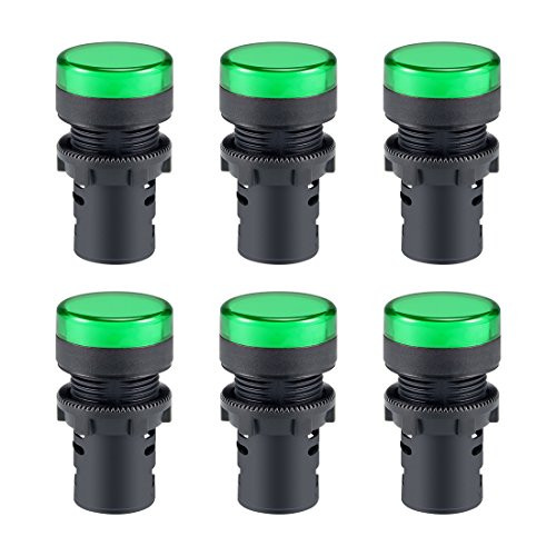 uxcell 6Pcs Green Indicator Light AC DC 110V  22mm Panel Mount  for Electrical Control Panel  HVAC  DIY Projects