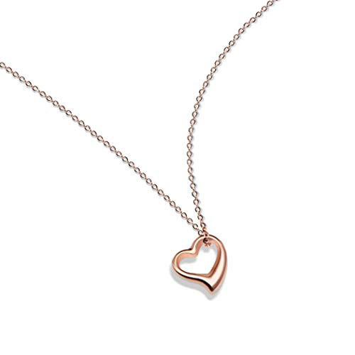 CanB 18K Rose Gold Plated Stainless Steel Heart Necklace Delicate Love Necklaces Stylish Hollow Necklace Gold Heart Pendant Necklace Jewelry for Women and Girls