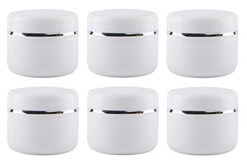 XINGZI 6PCS White 8 Oz  250ml  Cosmetic Jars with Liners and Dome Lids Empty Refillable Plastic Face Cream Lip Balm Lotion Scrubs Oils Storage Container Pot Case