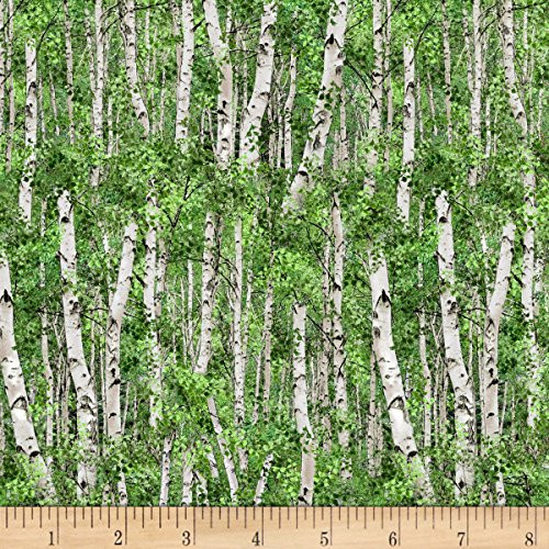 Elizabeth Studios Landscape Medley Trees Green Quilt Fabric by the Yard  Green