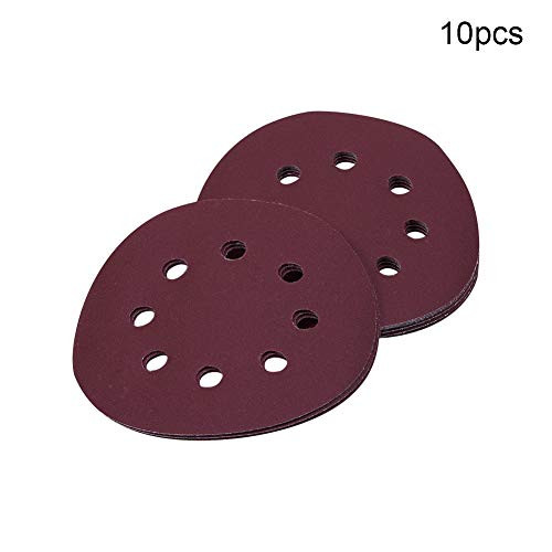 Utoolmart 10pcs 5 Inch 8 Hole Hook and Loop Sanding Disc 320Grit Flocking Sandpaper for Random Orbit Sander