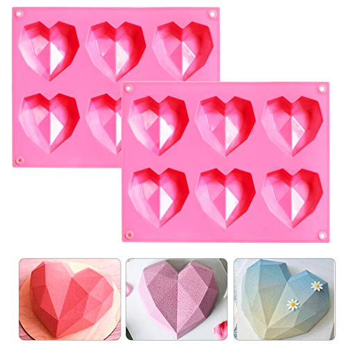 3D Diamond Heart Chocolate Silicone Mold Heart Love Shape Dessert Mold Mousse Cake Mold Trays Silicone Mold for Desserts Chocolate Jelly Brownie Fondant 2 PCS Pink 3D Diamond Heart Chocolate Silicone Mold Heart Love Shape Dessert Mold Mousse Cake Mold Trays Silicone Mold for Desserts Chocolate Jelly Brownie Fondant 2 PCS Pink