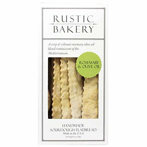 Rustic Bakery Gourmet Flatbread Crackers Rosemary   Olive Oil 6 oz   1    Handmade using natural ingredients Non GMO  Certified Organic  Natural Sourdough   perfect for snacking with fine cheeses