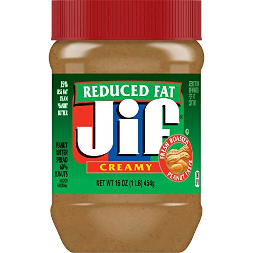 Jif Reduced Fat Creamy Peanut Butter  16 Ounces  25 Less Fat than Regular Peanut Butter  Smooth  Creamy Texture  No Stir Peanut Butter