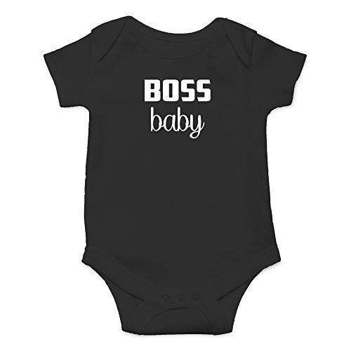 Crazy Bros Tees Boss Baby Funny Cute Novelty Infant One Piece Baby Bodysuit  12 Months  Black