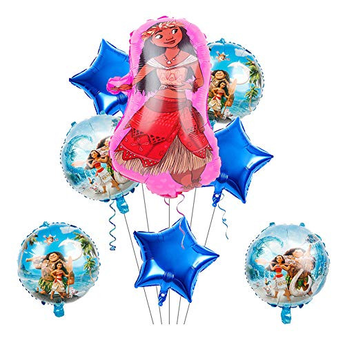 8PCS Moana Balloons Birthday Party Supplies Decorations Set for Kids Moana Theme Party Decorations