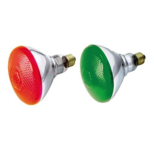 Pyramid bulbs Christmas Holiday Light Set  1 Red and 1 Green 100 BR38 100 Watt Incandescent BR38 Reflector Colored Bulb for Indoor or Outdoor E26 Medium Base