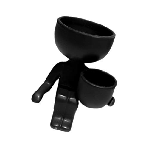 CLISPEED Ceramic Human Shaped Succulent Cactus Head Flower Pot Plant Pots Planter Container for Home Garden Office Desktop Decoration Black