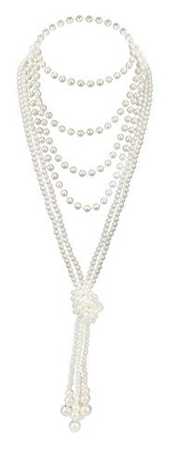 Art Deco Jewelry 1920s Pearl Necklace Long Necklace for Women Gatsby Flapper Accessories Vintage Party  A Knot Pearl Necklace2   59  Necklace1