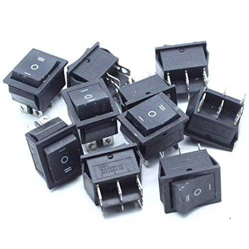 Mecion 10Pcs Rocker Switch On Off 3 Position 6 Pin Boat Rocker Switch Black