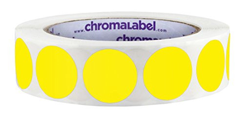 ChromaLabel 1 Inch Round Permanent Color Code Dot Stickers  1000 per Roll  Yellow