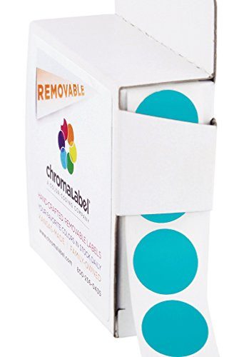 ChromaLabel 3 4 Inch Round Removable Color Code Dot Stickers  1000 per Dispenser Box  Teal