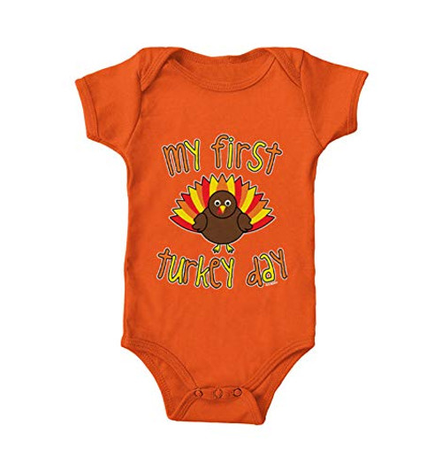 Haase Unlimited My First Turkey Day Happy Thanksgiving Bodysuit Orange 6 Months Haase Unlimited My First Turkey Day Happy Thanksgiving Bodysuit Orange 6 Months