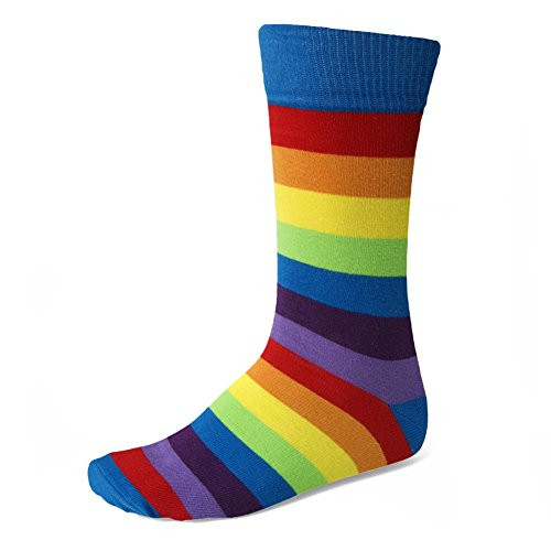 TieMart Men s Rainbow Striped Socks