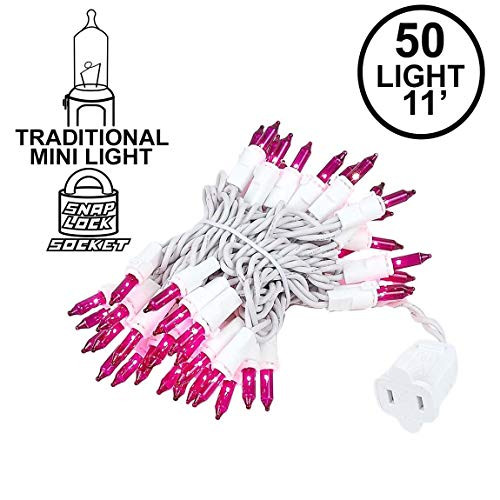 Novelty Lights 50 Light Purple Christmas Mini String Light Set  White Wire  Indoor Outdoor UL Listed  11  Long