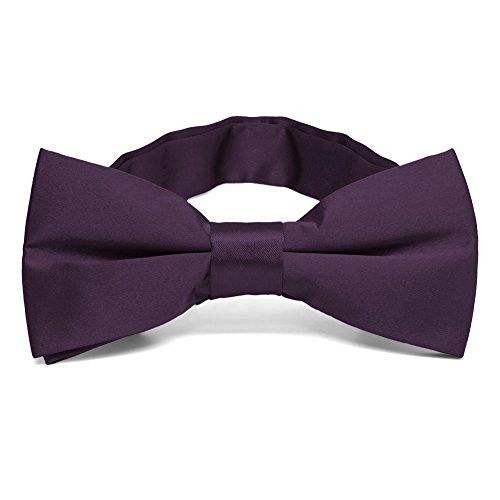TieMart Eggplant Purple Band Collar Bow Tie