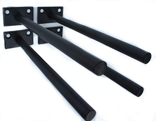 4 Pcs 8  Black Solid Steel Floating Shelf Bracket Blind Shelf Supports   Hidden Brackets for Floating Wood Shelves   Concealed Blind Shelf Support  Screws and Wall Plugs Included
