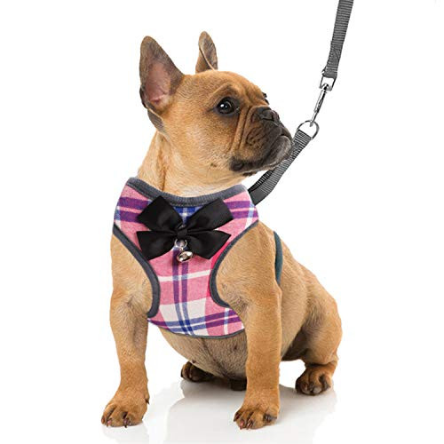 RYPET Small Dog Harness and Leash Set   Dog Harness No Pull Pet Harness with Soft Mesh Nylon Vest for Small Dogs and Cats Pink L