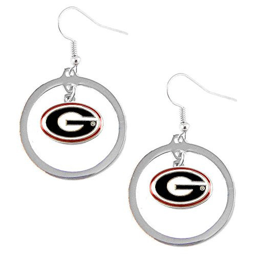 NCAA Georgia Bulldogs Floating Logo Hoop Earrings