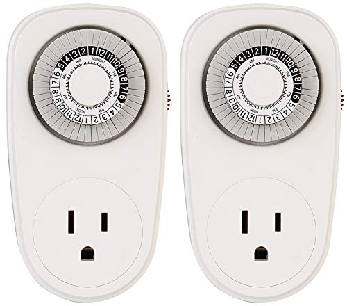 Ledytech Indoor 24 Hour Mechanical Outlet Timer 3 Prong Wall Switch 2 Pack