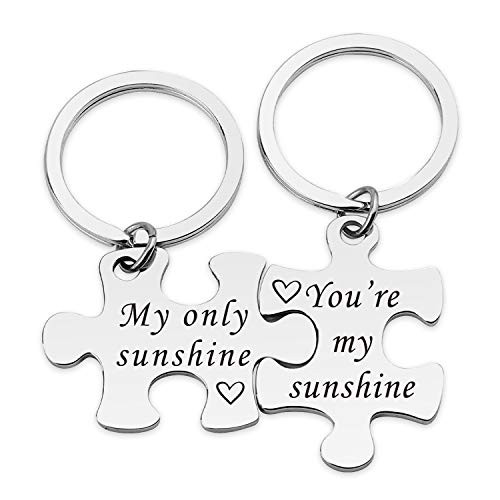 Couple Keychain You are My Sunshine My Only Sunshine Key Ring Couples Jewelry Puzzle Piece Matching Pendant Keychain Set for Boyfriend Girlfriend My Sunshine KR Couple Keychain You are My Sunshine My Only Sunshine Key Ring Couples Jewelry Puzzle Piece Matching Pendant Keychain Set for Boyfriend Girlfriend My Sunshine KR