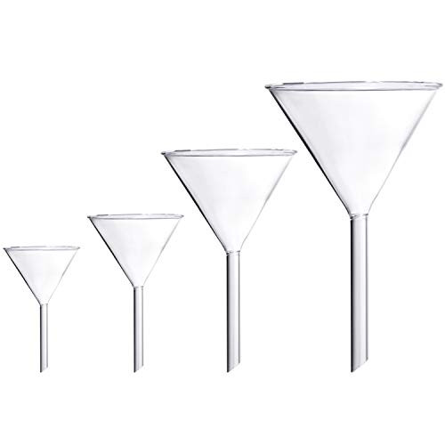 Young4us Glass Funnel Set  4 Pcs Lab Borosilicate Glass Funnels  100mm  170mm Length   75mm  130mm   50mm  90mm    40mm  70mm  Diameter