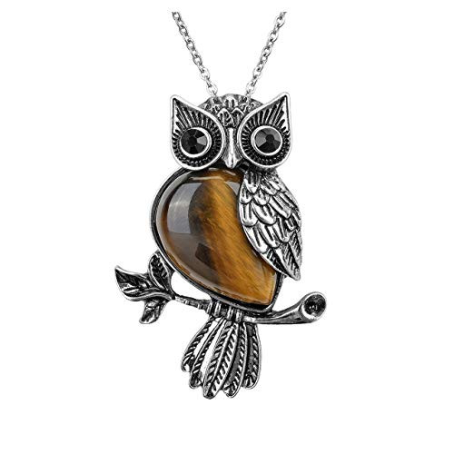 Top Plaza Owl Gifts Healing Crystal Stone Pendant Nekclace Tiger Eye Stone Reiki Spiritual Energy Gemstone Quartz Necklaces for Women Men Top Plaza Owl Gifts Healing Crystal Stone Pendant Nekclace Tiger Eye Stone Reiki Spiritual Energy Gemstone Quartz Necklaces for Women Men