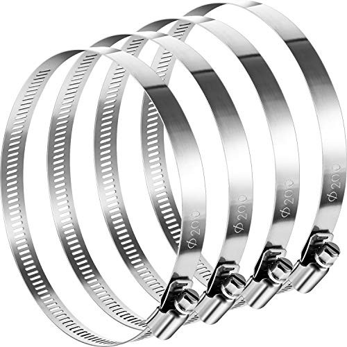 Boao 4 Pieces Adjustable 304 Stainless Steel Duct Clamps Hose Clamp  8 Inch