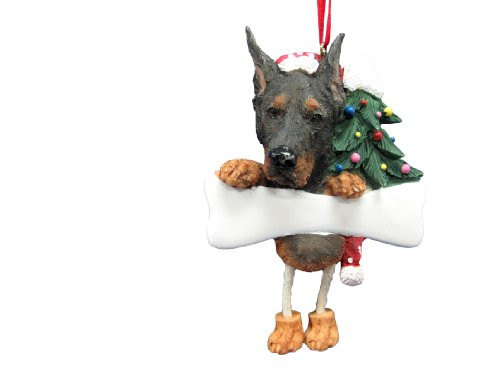 Doberman Ornament with Unique  Dangling Legs  Hand Painted and Easily Personalized Christmas Ornament