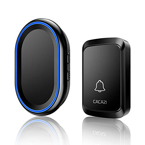 Wireless Doorbell  Plug and Play Door Bell  Plug in Receiver Operating at 1000 Ft  Waterproof Push Button Door Chime Kit  4 Volume Levels  58 Melodies  1 Plug in Receiver  1 Button  Black