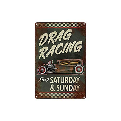 Nawilbi Metal Tin Sign Drag Racing Poster Decor Bar Pub Home Vintage Retro  12X8  Racing