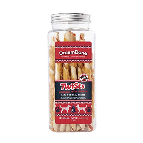 DreamBone Holiday Twists Wrapped with Chicken 28 Count  Made with Real Vegetables and Chicken  Rawhide Free Chews for Dogs