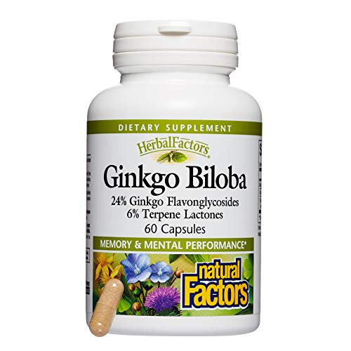 HerbalFactors by Natural Factors  Ginkgo Biloba  Supports Memory  Mental Performance and Healthy Brain Function  60 capsules  60 servings