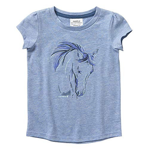 Carhartt Girls  Short Sleeve Graphic Tee  Horse Sketch  Deep Periwinkle Heather   4T