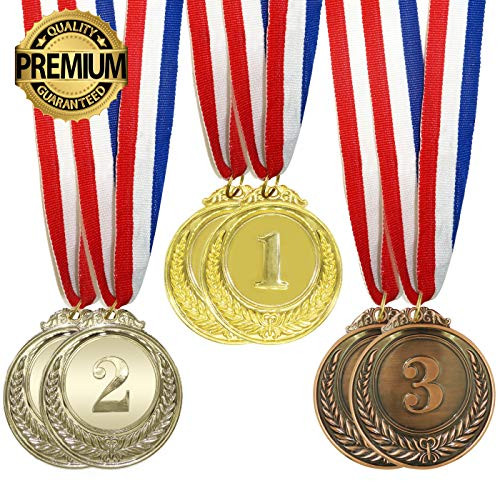 IFAMIO Premium 6 Pcs Award Medals Olympic Style Gold Silver Bronze Winner Medals with Ribbon