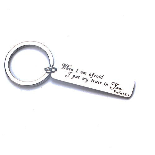 Anlive Bible Verse When I am Afraid I Put My Trust in You Psalm 56 3 Keychain  Silver