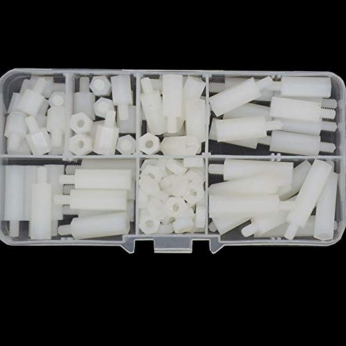 Nylon M4 Male to Male Hex Standoff Plastic Thread Motherboard Spacer Prototyping Accessories for PCB  Quadcopter Drone  Computer   Circuit Board Assortment Kit 110pcs White
