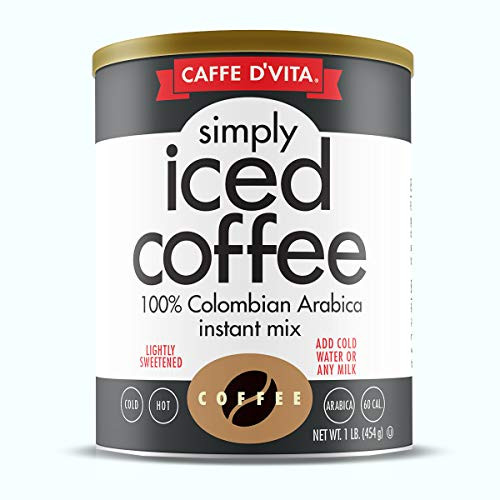 Caffe DVita Simply Iced Coffee  100 Colombian Arabica Instant Mix  Taste like Cold Brew  1lb  can  16oz