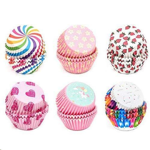 600Pcs Cupcake Liners Standard Size  6 Styles Bright Colors Baking Paper Cups  Grease Proof Wrappers Cups for Cake Balls  Muffins  Cupcakes and Candies