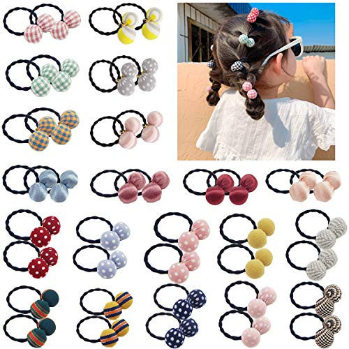 40PCS Baby Girls Pigtail Bows Colorful Ball Hair Ties Elastic Hair Bands Ponytail Holders Hair Accessories for Toddler Girls Kids Children