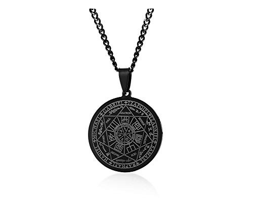 XUANPAI The Seal of The Seven Archangels Amulet Pendant Necklaces Gabriel Uriel Jewelry Gift Witch Pagan Jewelry Black XUANPAI The Seal of The Seven Archangels Amulet Pendant Necklaces Gabriel Uriel Jewelry Gift Witch Pagan Jewelry Black